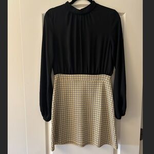Miss Selfridge Black and Yellow Checkered Dress Size Small